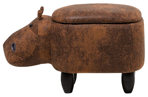 Zvířecí stolička s úložným prostorem HIPPO Umělá kůže Hnědá Hroch