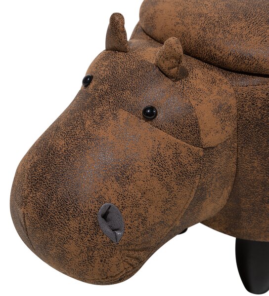 Zvířecí stolička s úložným prostorem HIPPO Umělá kůže Hnědá Hroch