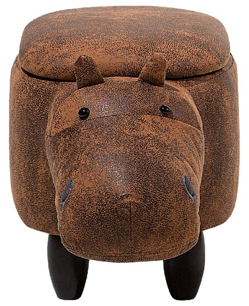 Zvířecí stolička s úložným prostorem HIPPO Umělá kůže Hnědá Hroch