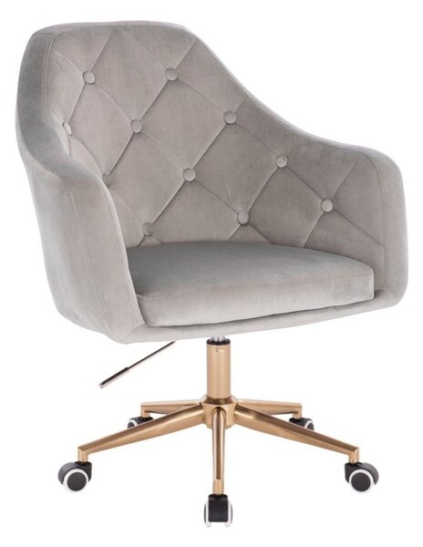 LuxuryForm DESIGN Křeslo ANDORA VELUR na zlaté podstavě s kolečky - světle šedé