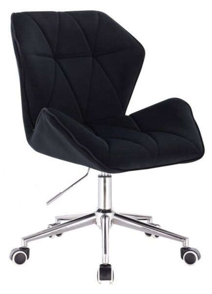 LuxuryForm DESIGN Židle MILANO MAX VELUR na stříbrné podstavě s kolečky - černá