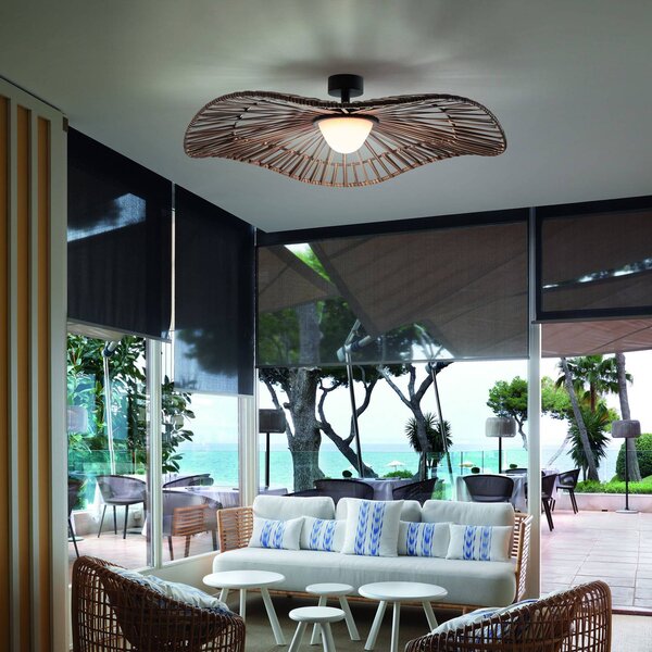 Bover Venkovní stropní svítidlo LED Mediterránia, hnědá, Ø 105 cm, stmívatelný, Hnědá / rez, Plast, Design