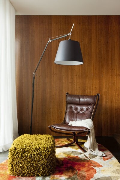 Artemide 9TOL Tolomeo Mega Terra 42, černá stojací lampa s vypínačem pro 1x21W LED E27, černé stínítko, max 334cm
