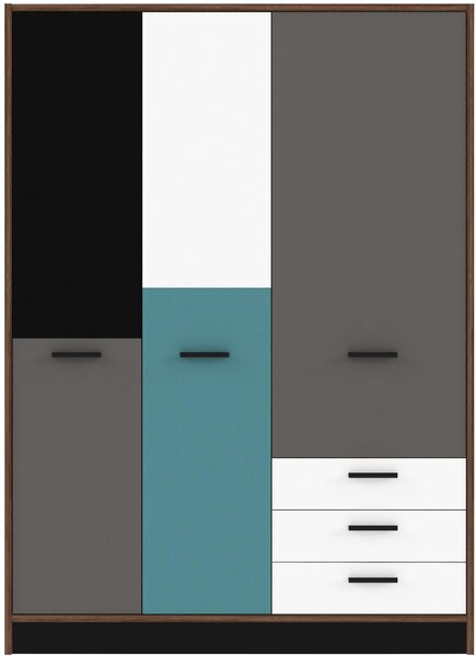 ŠATNÍ SKŘÍŇ, šedá, zelená, černá, bílá, barvy dubu, 144/200/60 cm Carryhome - Šatní skříně