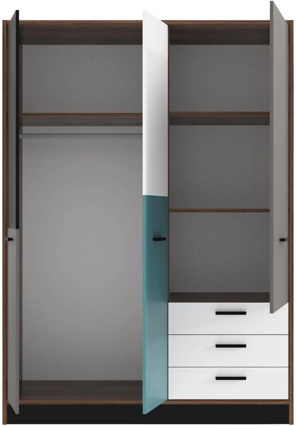 ŠATNÍ SKŘÍŇ, šedá, zelená, černá, bílá, barvy dubu, 144/200/60 cm Carryhome - Šatní skříně