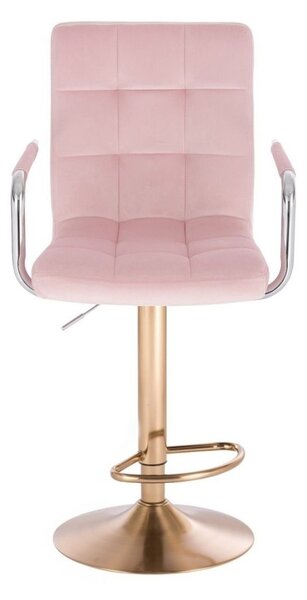 LuxuryForm DESIGN Barová židle VERONA VELUR na zlatém talíři - růžová