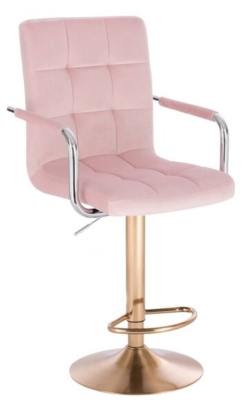 LuxuryForm DESIGN Barová židle VERONA VELUR na zlatém talíři - růžová