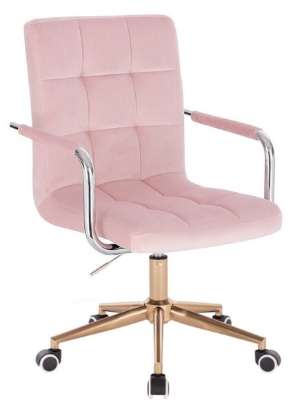 LuxuryForm DESIGN Židle VERONA VELUR na zlaté podstavě s kolečky - růžová