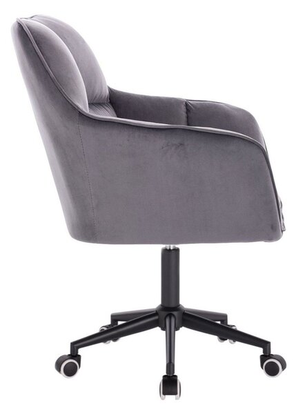 LuxuryForm DESIGN Křeslo AMALFI VELUR na černé podstavě s kolečky - tmavě šedé