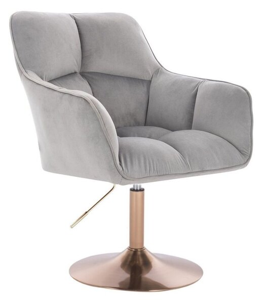 LuxuryForm DESIGN Křeslo AMALFI VELUR na zlatém talíři - světle šedé
