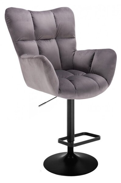 LuxuryForm DESIGN Barové křeslo AURORA VELUR na černé kulaté podstavě - tmavě šedé