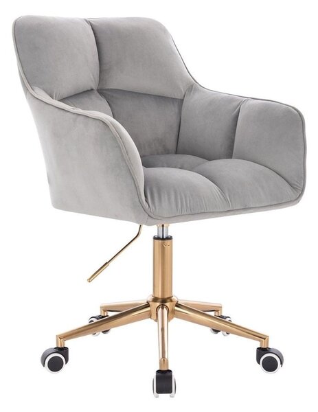 LuxuryForm DESIGN Křeslo AMALFI VELUR na zlaté podstavě s kolečky - světle šedé
