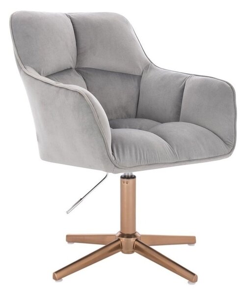 LuxuryForm DESIGN Křeslo AMALFI VELUR na zlatém kříži - světle šedé