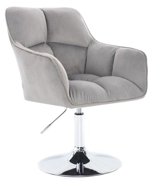 LuxuryForm DESIGN Křeslo AMALFI VELUR na stříbrném talíři - světle šedé