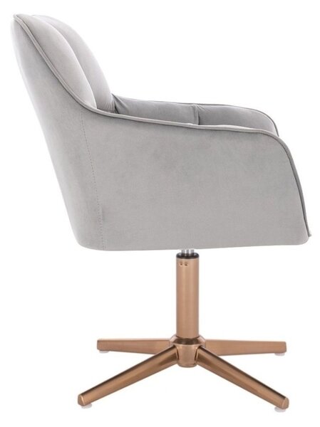 LuxuryForm DESIGN Křeslo AMALFI VELUR na zlatém kříži - světle šedé