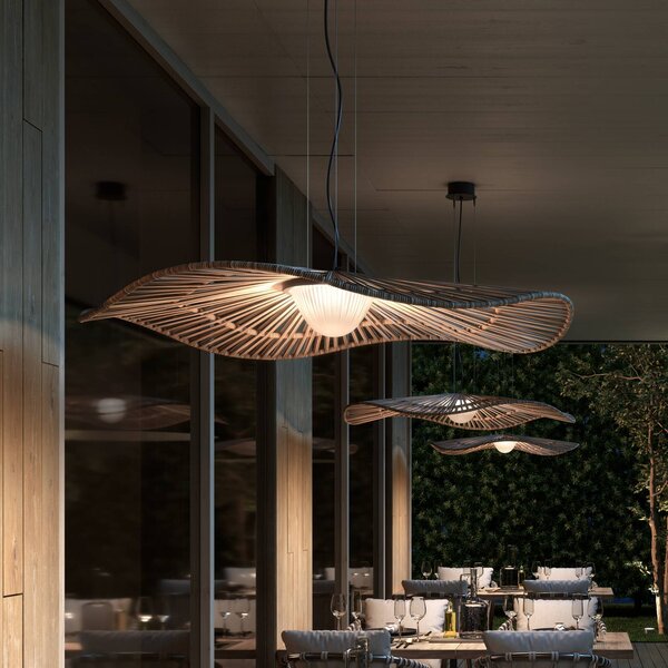 Bover LED venkovní závěsná lampa Mediterránia, hnědá, Ø 105 cm, stmívatelný, Hnědá / rez, Plast, Design