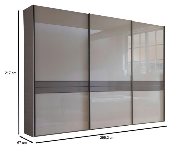 SKŘÍŇ S POSUVNÝMI DVEŘMI, hnědá, šedá, 300/217/67 cm Dieter Knoll - Šatní skříně