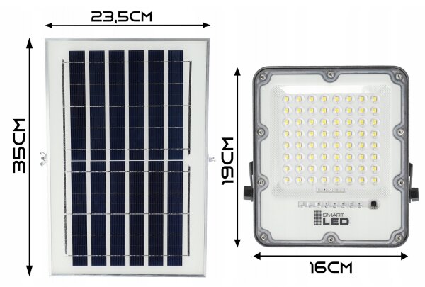 LED Stmívatelný solární reflektor LED/50W/3,2V 5000K 6000 mAh IP65 černá + DO