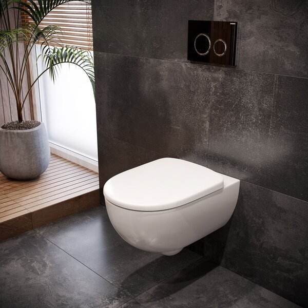 Geberit Selnova Premium wc mísa se sedátkem s pomalým sklápěním závěsná bez splachovacího kruhu bílá lesk 502.793.00.1