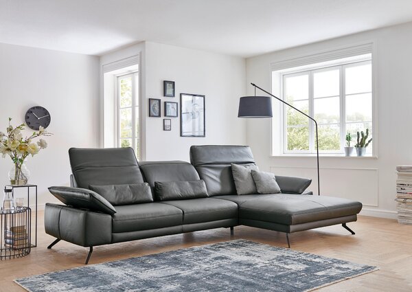 ROHOVÁ SEDAČKA, kůže, antracitová Dieter Knoll - Sedací soupravy