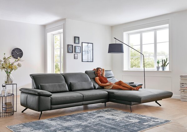 ROHOVÁ SEDAČKA, kůže, antracitová Dieter Knoll - Sedací soupravy