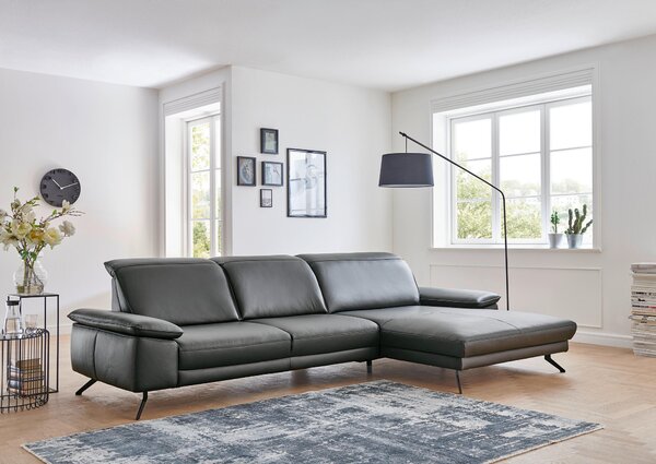 ROHOVÁ SEDAČKA, kůže, antracitová Dieter Knoll - Sedací soupravy