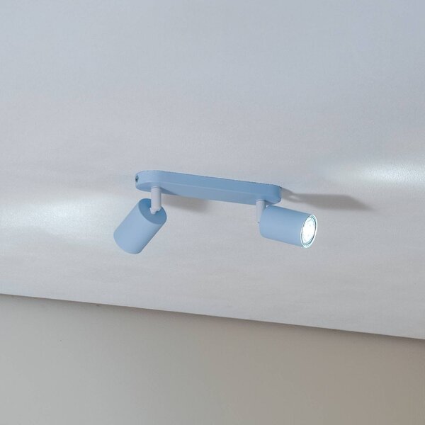 TK Lighting Stropní bodové světlo Livia, světle modré, 35 cm, 2-bodové, kov, GU10, stmívatelný, Modrá, Dětský pokoj, kov