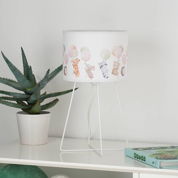Duolla Stolní lampa Freddy, barevná, zvířata, E14, výška 32,5 cm, Vícebarevná, Dětský pokoj, Textil / tkanina / hedvábí