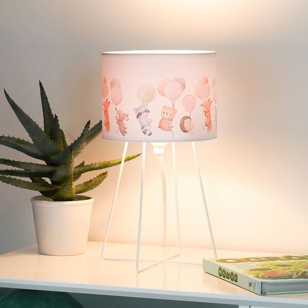 Duolla Stolní lampa Freddy, barevná, zvířata, E14, výška 32,5 cm, Vícebarevná, Dětský pokoj, Textil / tkanina / hedvábí