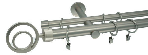 Kovovégarnýže.cz Garnýž Orbio modern 19 mm matný nikl Varianta jednořadá nebo dvouřadá: Jednořadá, Délka: 120 cm, Uchycení látky: Kroužky s žabkou