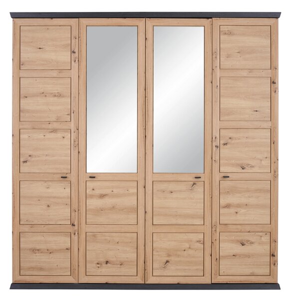 ŠATNÍ SKŘÍŇ SE ZRCADLEM, tmavě šedá, dub artisan, 205/209/60 cm Hom`in - Šatní skříně