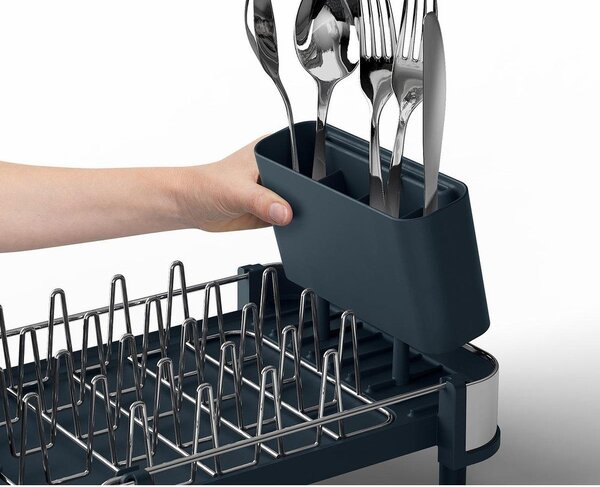 Černý nastavitelný plastový odkapávač 31x19 cm Extend Slim Steel – Joseph Joseph
