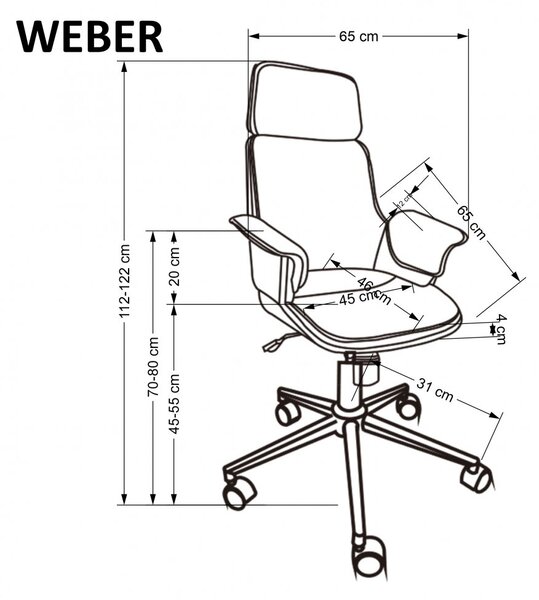Kancelářské křeslo WEBER — kov, ekokůže, ořech