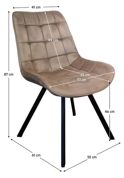 KONDELA Jídelní židle, šedohnědá Taupe Velvet látka/černá, SAMIRA