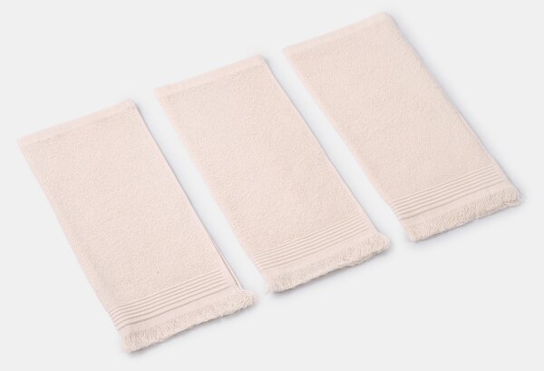 Sinsay - Sada bavlněných ručníků s třásněmi 3 pack - krémová