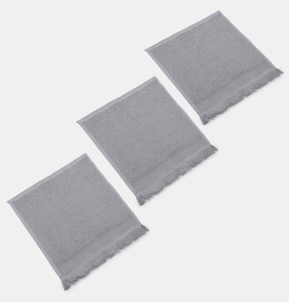 Sinsay - Sada bavlněných ručníků s třásněmi 3 pack - šedá