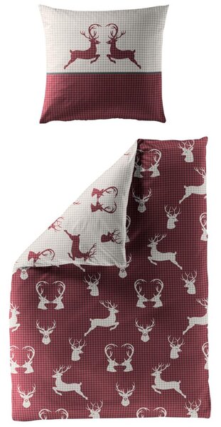 Bierbaum povlečení flanelové 3923 Deer Red 135x200/80x80 cm