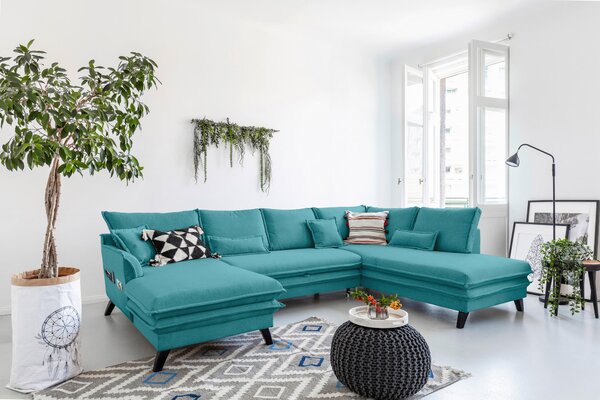 SEDACÍ SOUPRAVA, textil, tyrkysová P & B - Sedací soupravy, Online Only
