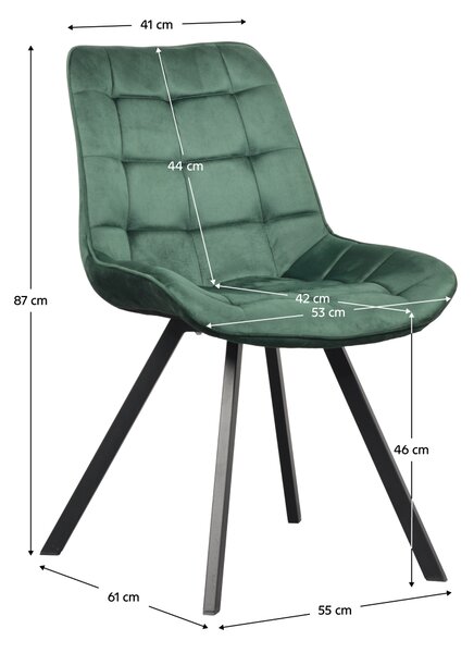 KONDELA Jídelní židle, tmavě zelená Velvet látka/černá, SAMIRA