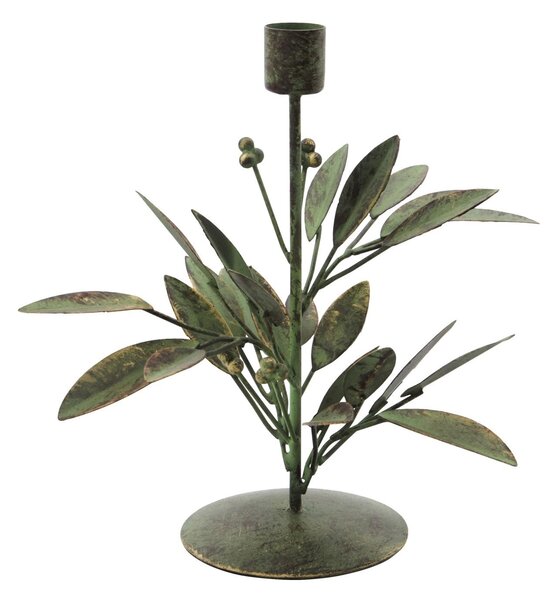 Kovový svícen Leaves Antique Green