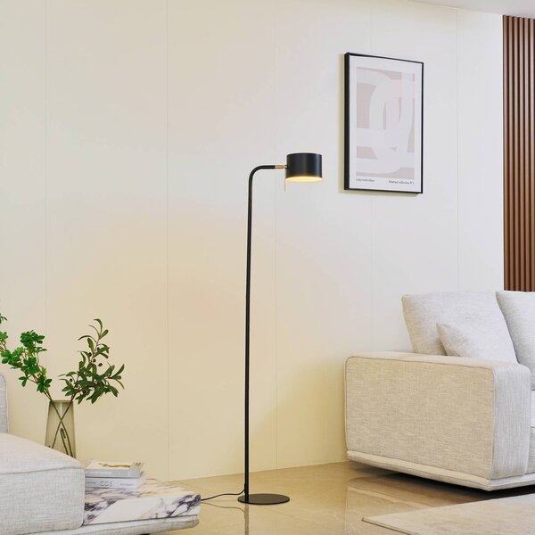 Lindby Stojací lampa Kaida, černá, kov, Černá, Obývací pokoj / jídelna, kov, Moderní