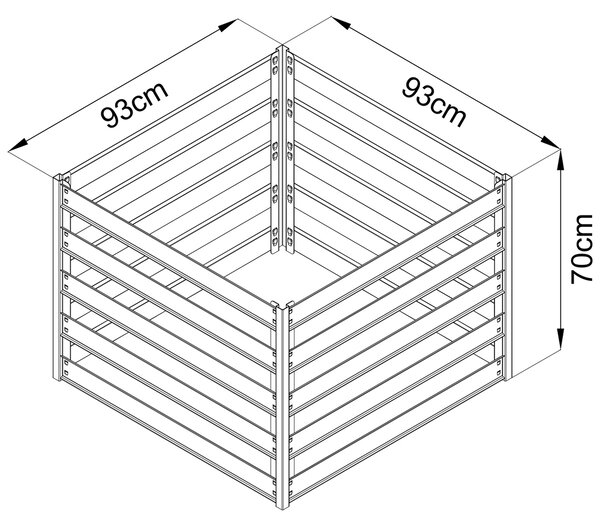 ROJA Kompostér plechový 560L 93x93x70cm