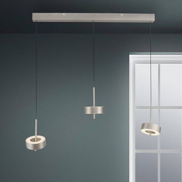 Q-Smart-Home Paul Neuhaus Smart LED závěsná lampa Q-Rotate, hliníková, 3 světla., stmívatelný, Hliník / šedá / zinek, Obývací pokoj / jídelna, Hliník, Moderní