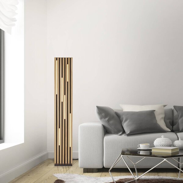 Q-Smart-Home Paul Neuhaus Smart LED stojací lampa Q-Acoustic wood výška 162 cm, stmívatelný, Světlé dřevo, Obývací pokoj / jídelna, Dřevo, Moderní
