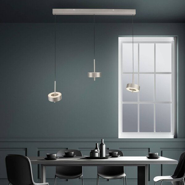 Q-Smart-Home Paul Neuhaus Smart LED závěsná lampa Q-Rotate, hliníková, 3 světla., stmívatelný, Hliník / šedá / zinek, Obývací pokoj / jídelna, Hliník, Moderní