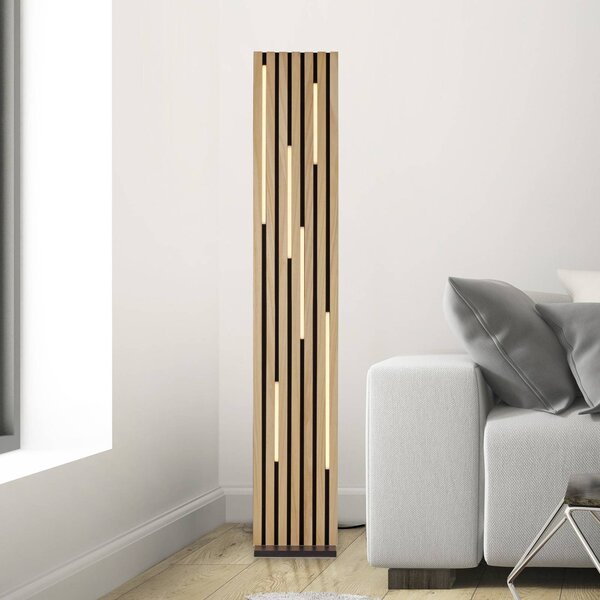 Q-Smart-Home Paul Neuhaus Smart LED stojací lampa Q-Acoustic wood výška 162 cm, stmívatelný, Světlé dřevo, Obývací pokoj / jídelna, Dřevo, Moderní