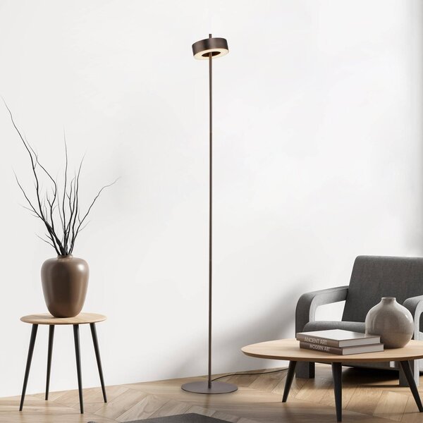 Q-Smart-Home Paul Neuhaus Smart LED stojací lampa Q-Rotate tmavě hnědá 140 cm, stmívatelný, Hnědá / rez, Obývací pokoj / jídelna, Hliník, Moderní