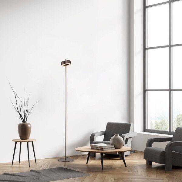 Q-Smart-Home Paul Neuhaus Smart LED stojací lampa Q-Rotate tmavě hnědá 140 cm, stmívatelný, Hnědá / rez, Obývací pokoj / jídelna, Hliník, Moderní