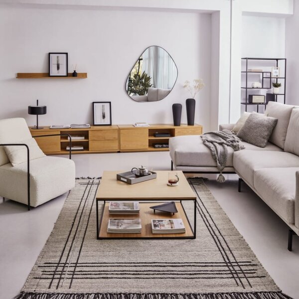 Dubový TV stolek Kave Home Abilen 200 x 36 cm