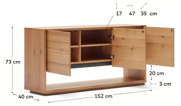 Dubová komoda Kave Home Alguema 151 x 40 cm